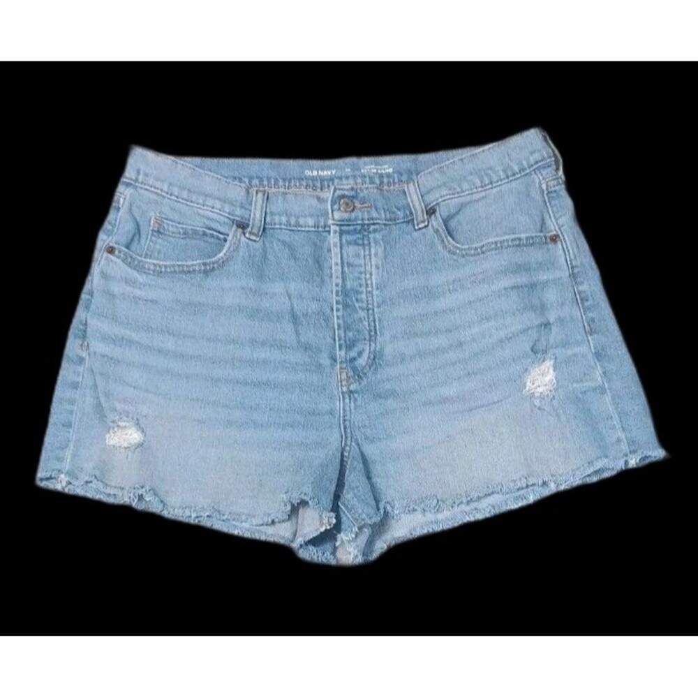 Old Navy Higher High Rise Sky Hi A Line Cutt Of Denim Jean Shorts 14 Light Wash
